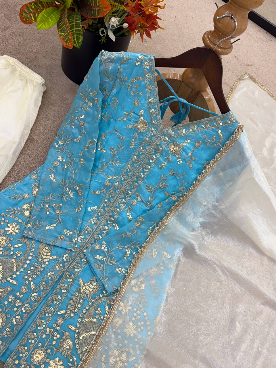 Party Wear Look Pur Heavy Fendy Silk Top Plazzo & Dupatta Set