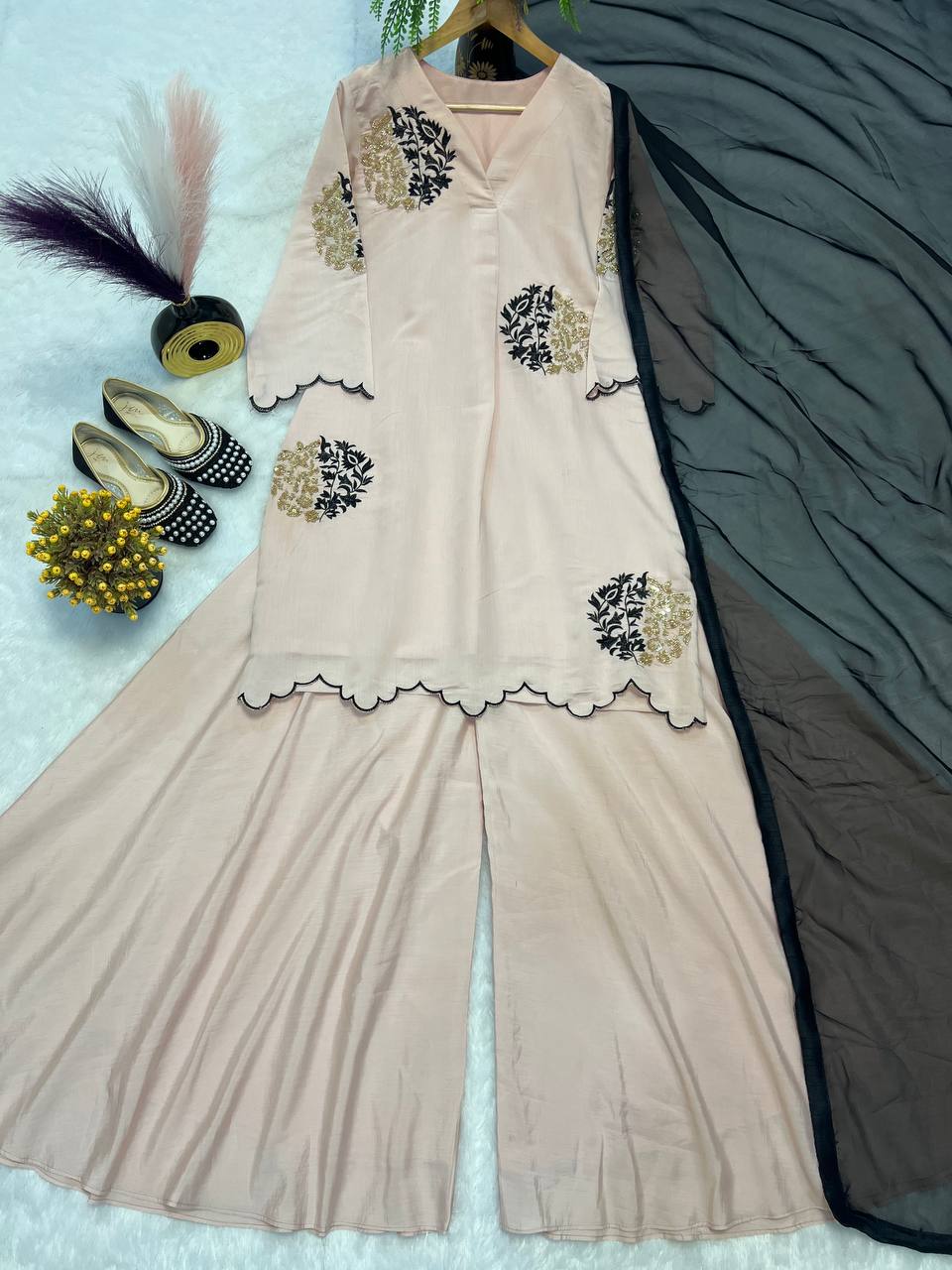 Pure Heavy Roman Silk With Full Sleev top plazo