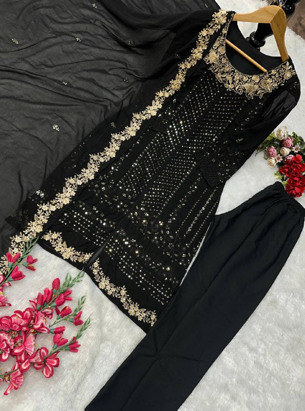 ĐĚSIGNER PARTY WEAR TOP AND PANT WITH FANCY DUPPATA AND EMBROIDERY WORK single available wholesale