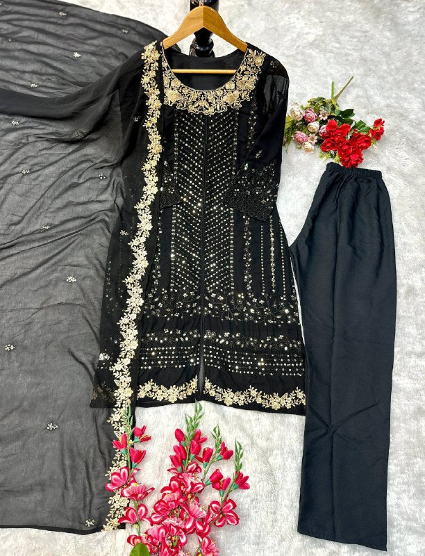 ĐĚSIGNER PARTY WEAR TOP AND PANT WITH FANCY DUPPATA AND EMBROIDERY WORK single available wholesale