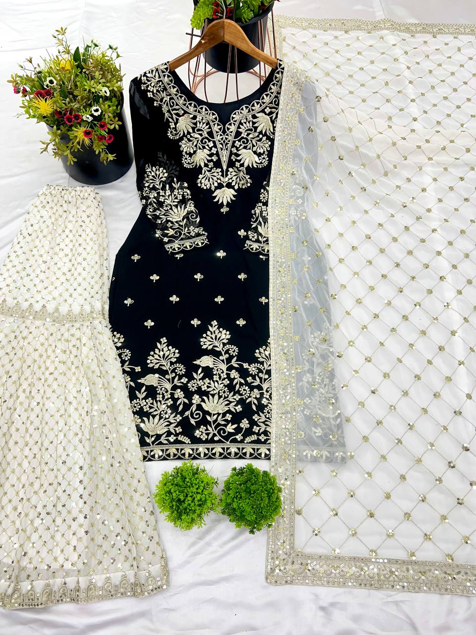 New Designer Party Wear Look Top-Plazzo and Dupatta With Heavy Embroidery Work