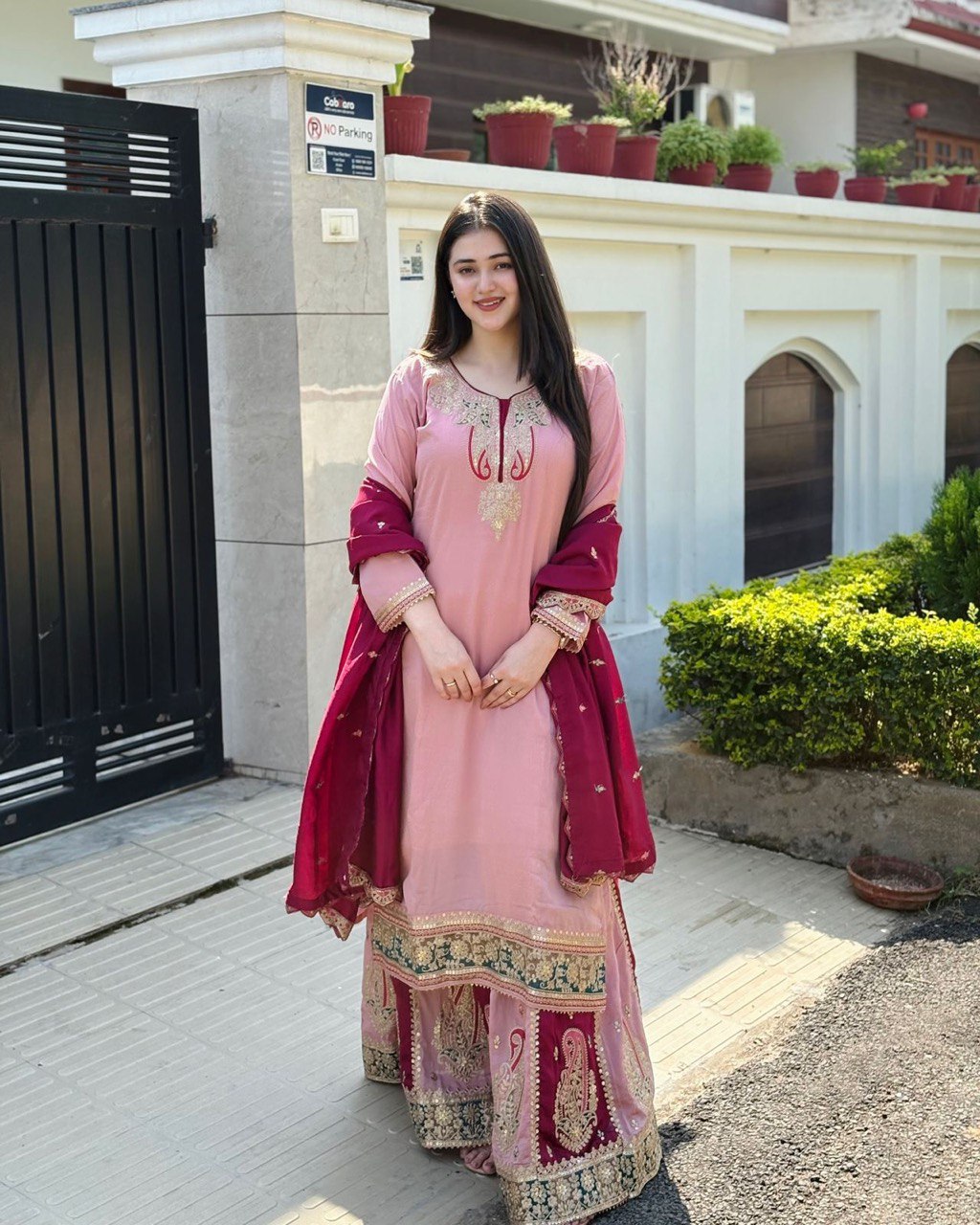 Designer Party Top Pallazo & Dupatta Set