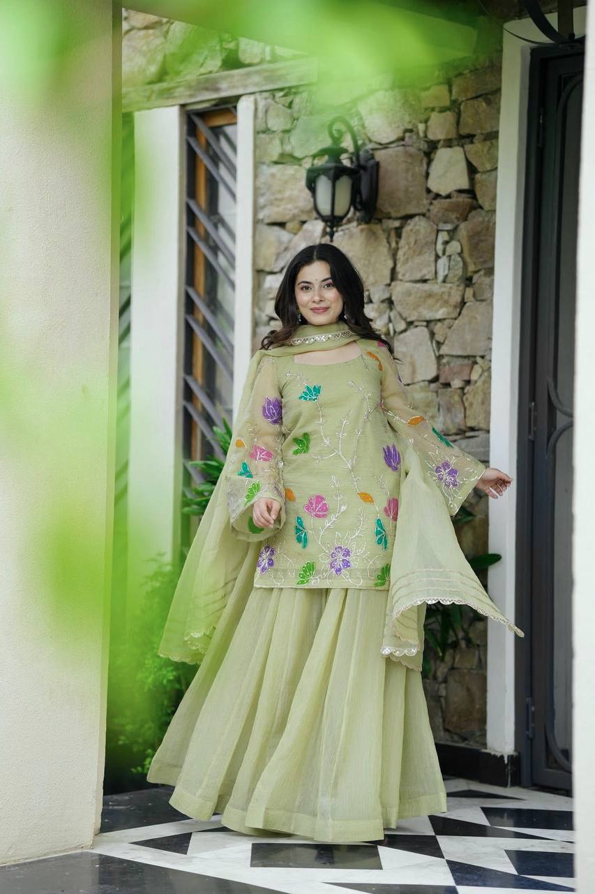 Designer Party Wear Look Collection top sharara