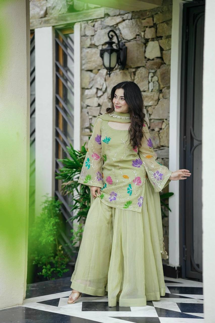 Designer Party Wear Look Collection top sharara