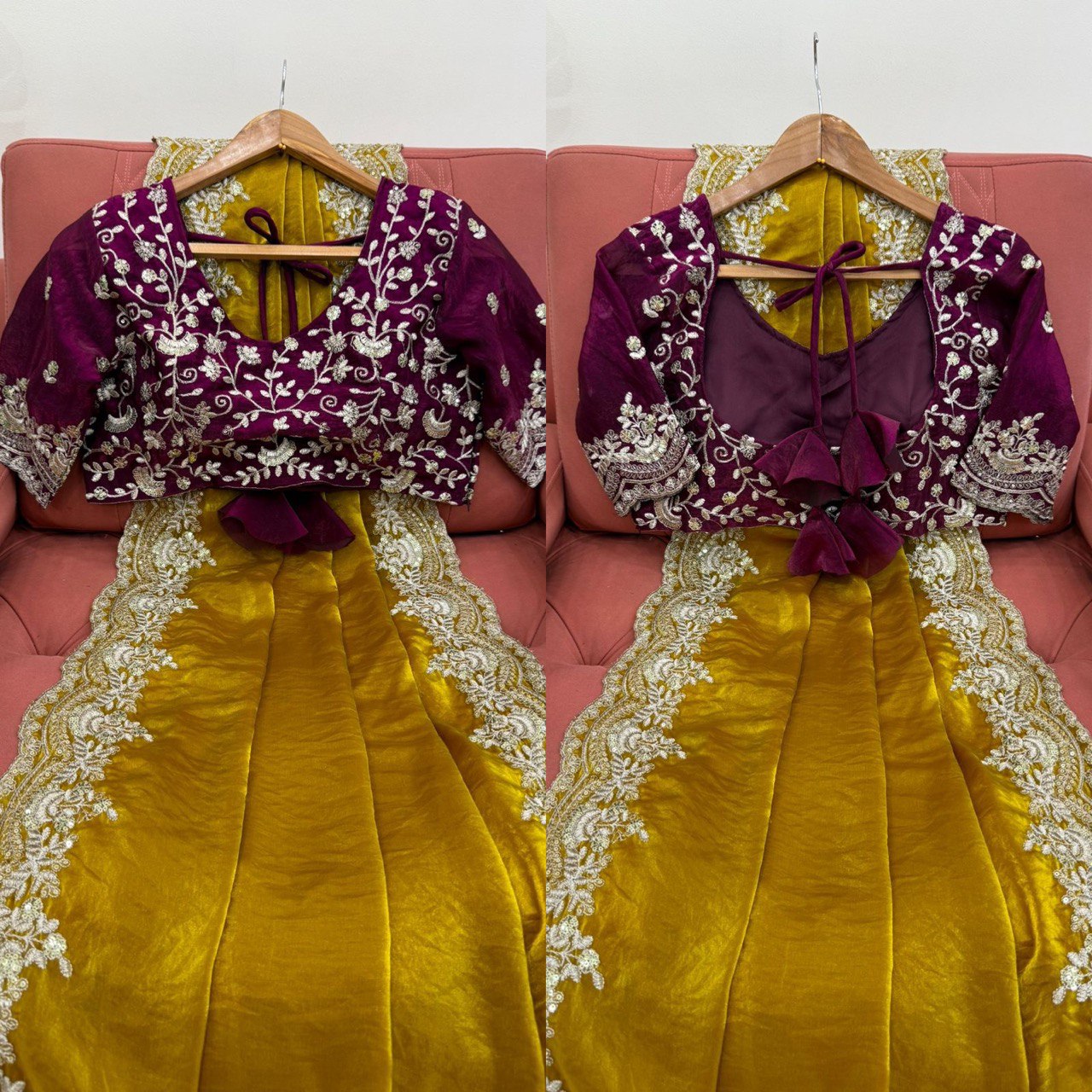 Looking some one for this same colour beautiful Designer Saree on Fendy silk Febric with Thred & Sequnce wok and Blouse on also Fendy silk Febric With Thred & Sequnce work