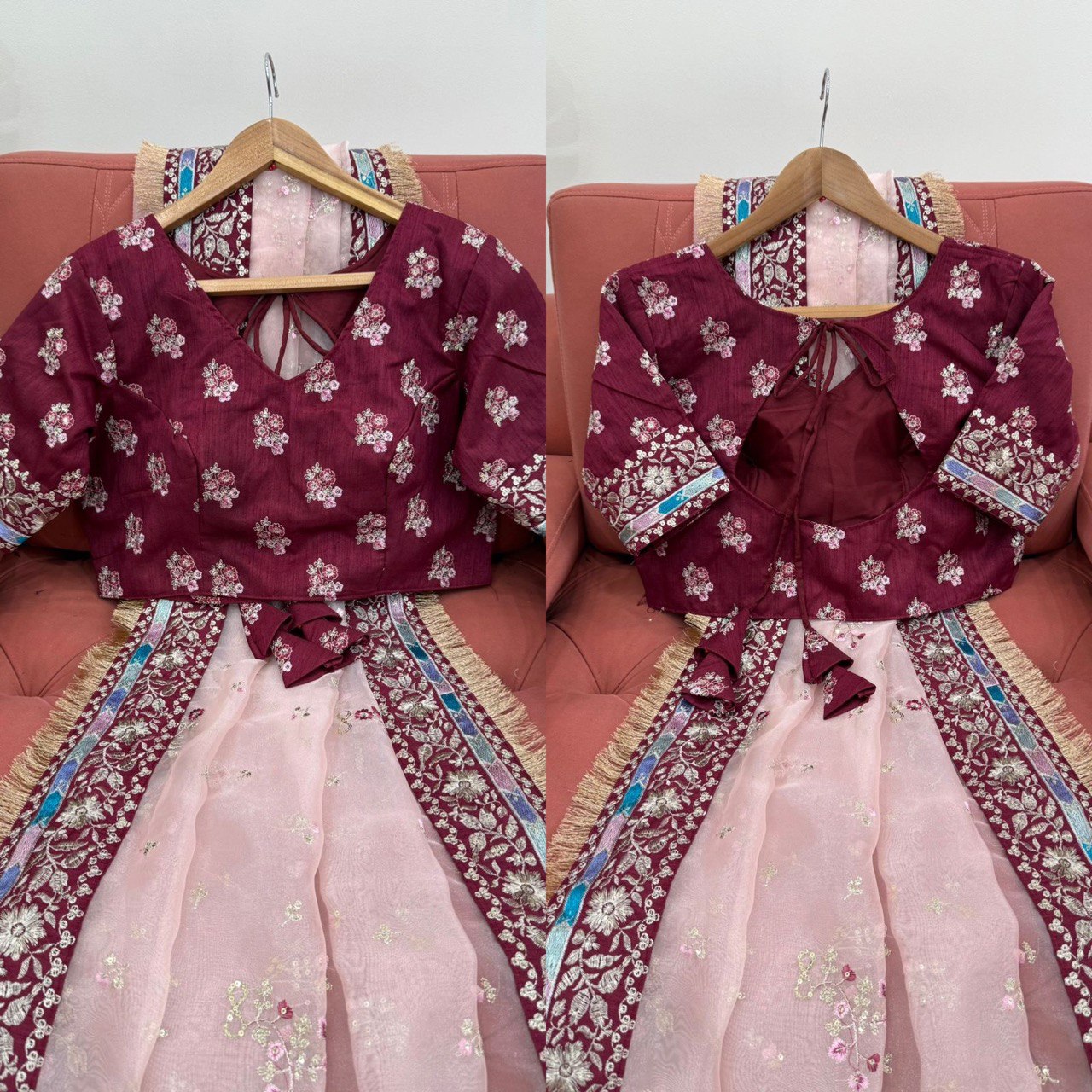 Looking some one for this same colour beautiful Designer Saree on Havy Organza Silk Febric with Thred & Sequnce work and Blouse on Mono Benglori Silk Febric With Thred & Sequnce work