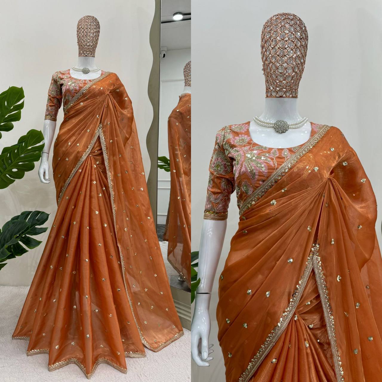 Designer Saree on Jimmy chu Febric with Thred & Sequnce work
