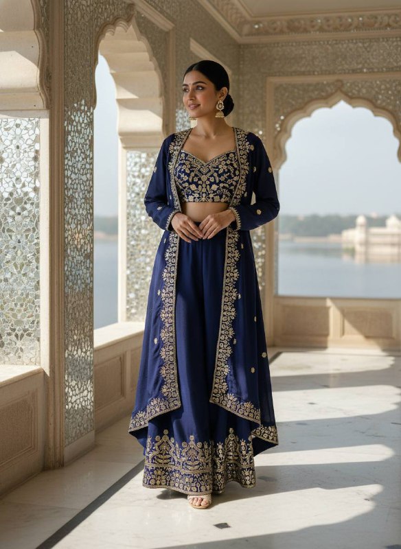 INDOWESTERN PLAZO CHOLI SET