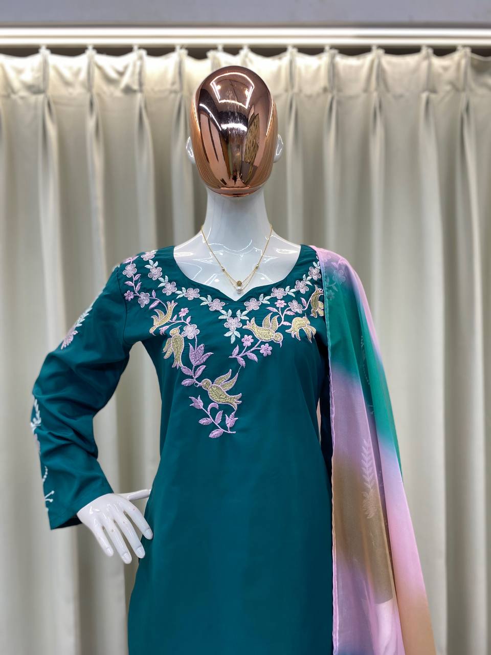 DESIGNER AND MOST TRENDING FARSI SALWAR SUIT IN THREE PIECE WITH EMBROIDERY WORK