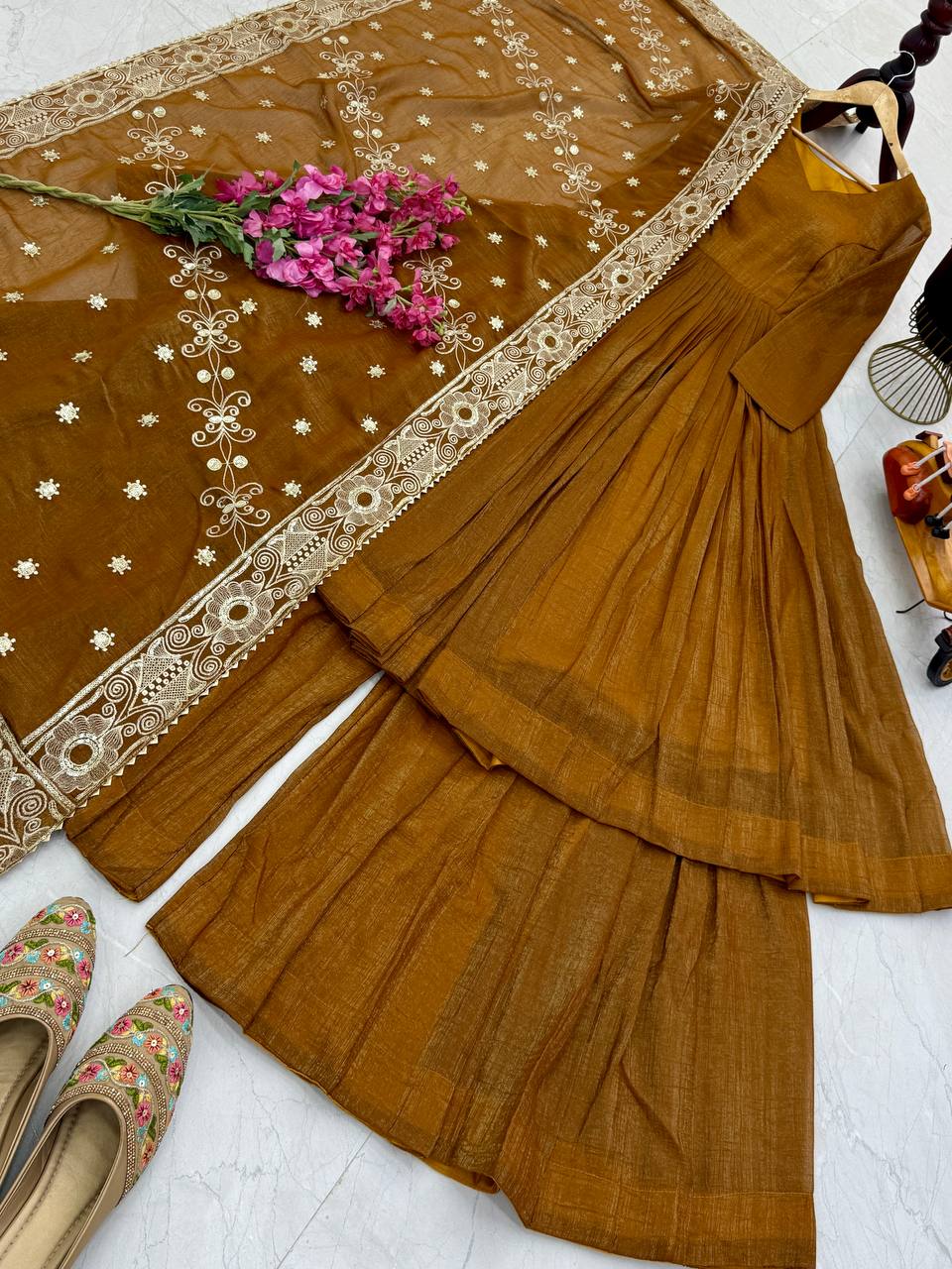 New Designer Party Sharara Suit & Dupatta Set