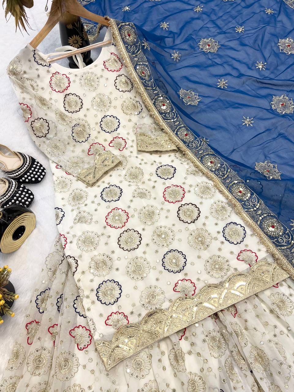 New Designer Party Wear Look Top-Plazzo and Dupatta With Heavy Embroidery Work