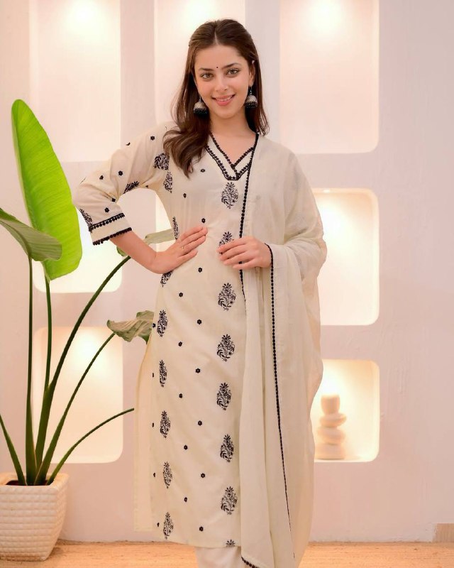 EXCLUSIVE AND COMFORTABLE WEAR KURTA PANT AND DUPATTA WITH EMBROIDERY WORK