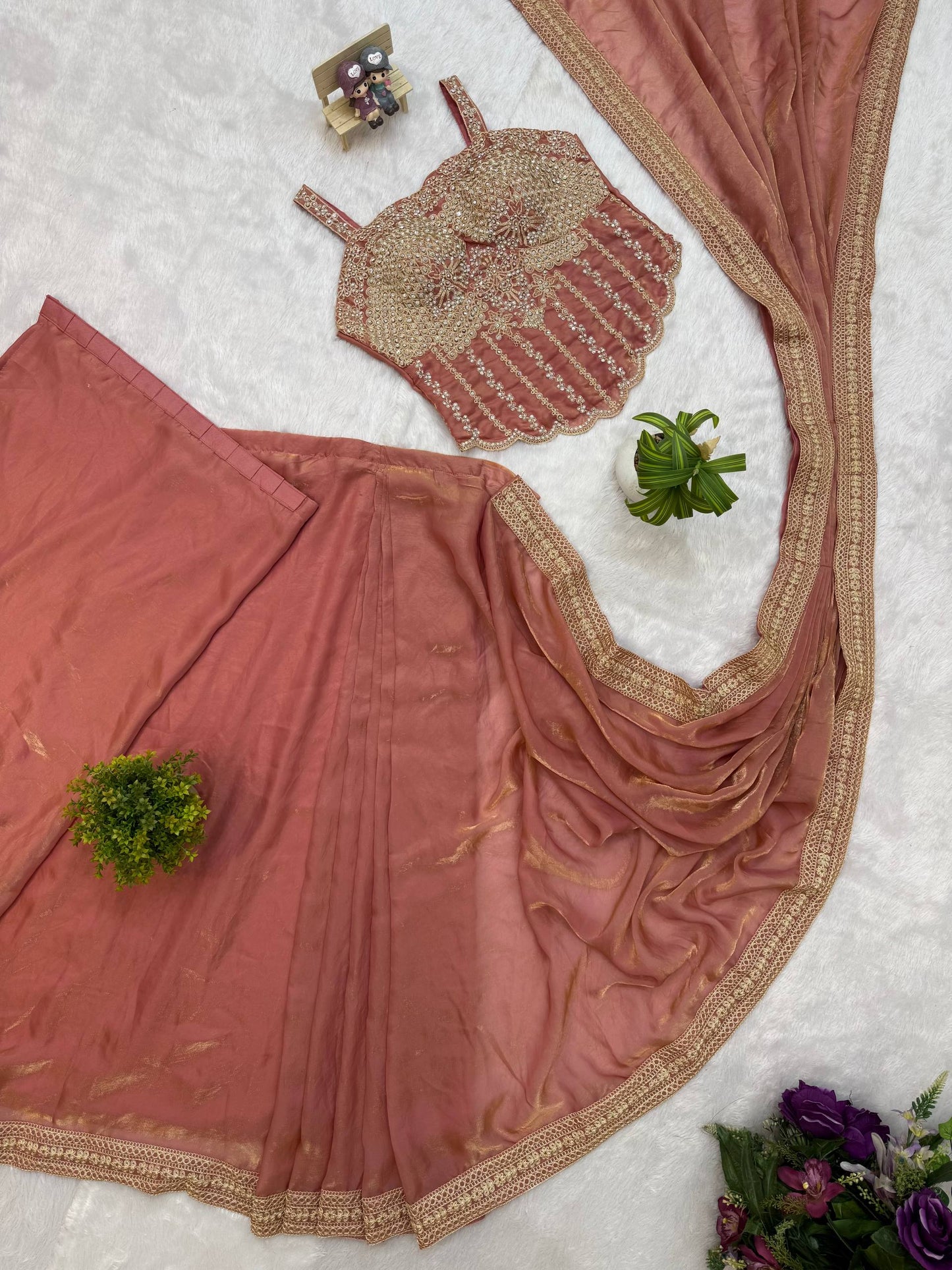 NEW SUPERHIT TRENDING READY TO WEAR SAREE WITH FULLY HAND WORK & EMBROIDERED STYLIST BLOUSE & ON FANDY SATIN FABRIC