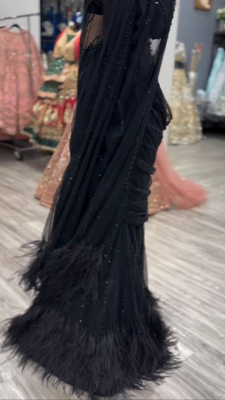 NEW READY TO WEAR SARARA LEHENGA SAREE WITH BLOUSE IN SEQUENCE EMBROIDERY WORK