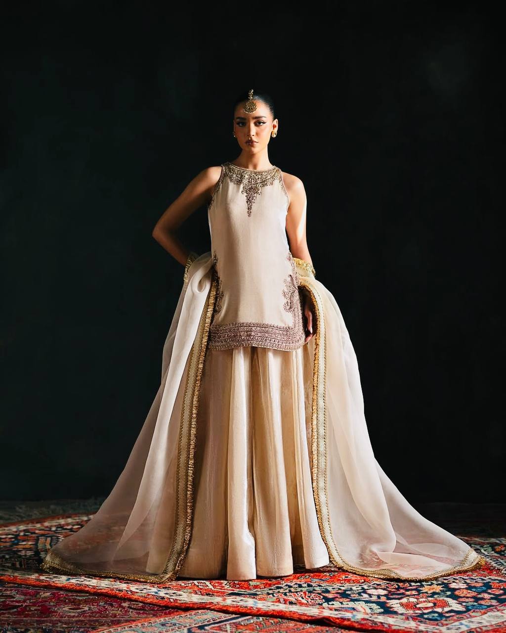 DESIGNER EMBROIDERY CODING SEQUENCE WORK WITH FANCY TOP PALAZZO DUPATTA SET*