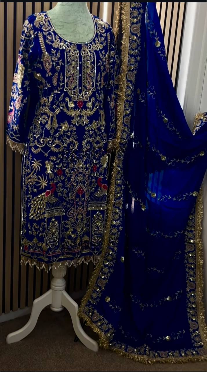 Designer Party Wear Look Top Dhoti Salwar and Dupatta