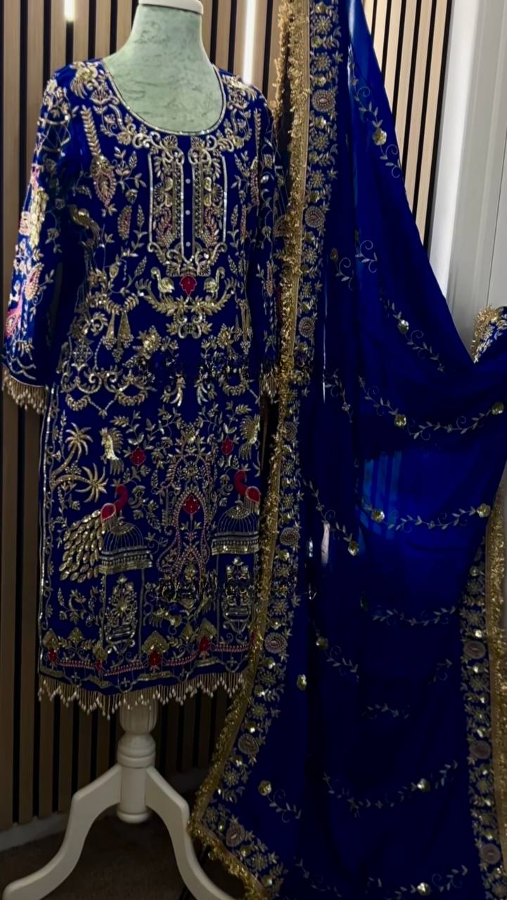 Designer Party Wear Look Top Dhoti Salwar and Dupatta