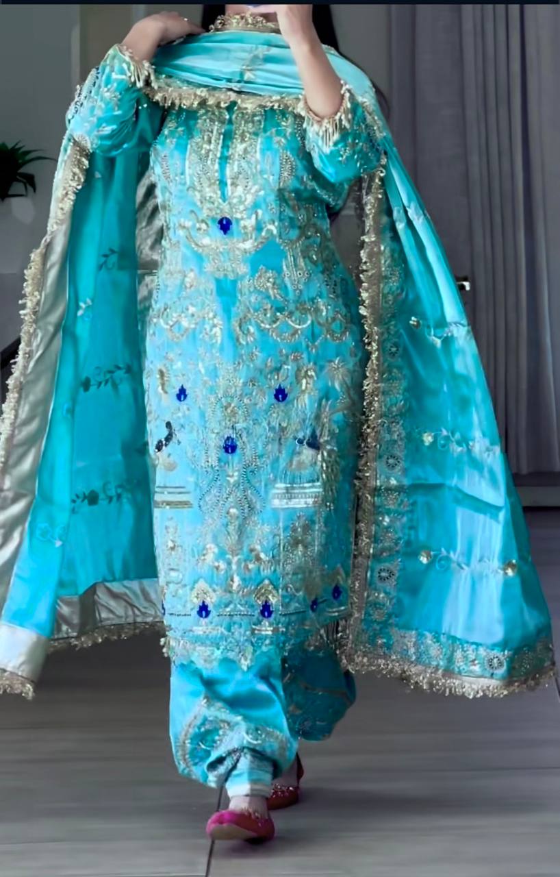 Designer Party Wear Look Top Dhoti Salwar and Dupatta