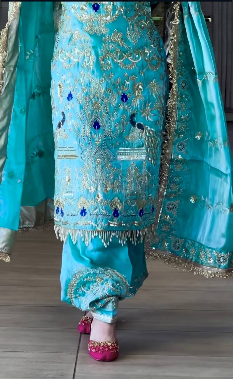 Designer Party Wear Look Top Dhoti Salwar and Dupatta