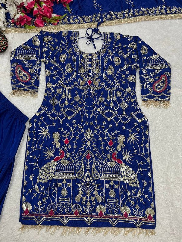 Designer Party Wear Look Top Dhoti Salwar and Dupatta