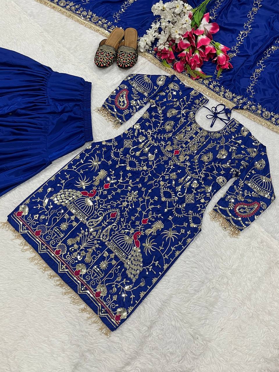 Designer Party Wear Look Top Dhoti Salwar and Dupatta