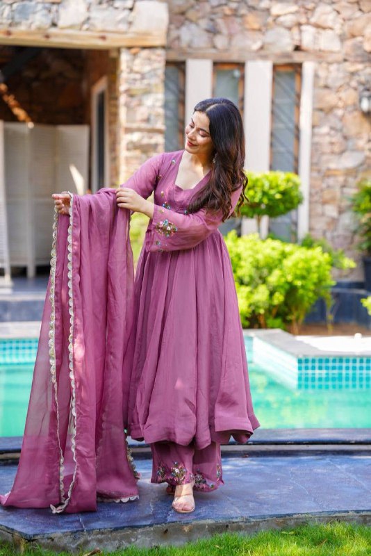 Designer Collection Gown-Duppta And Pant Set Ready To Wear