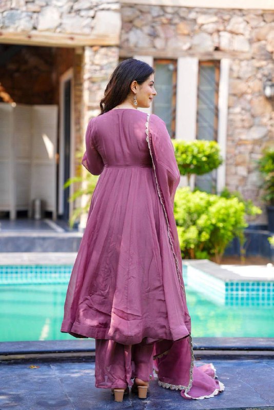 Designer Collection Gown-Duppta And Pant Set Ready To Wear