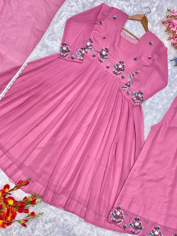 Designer Collection Gown-Duppta And Pant Set Ready To Wear