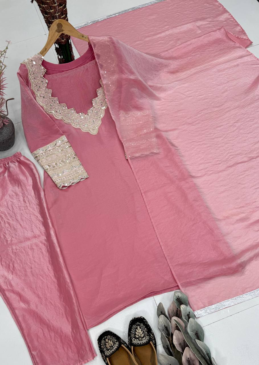 NEW PARTY WEAR FOUR PIS SUIT SET