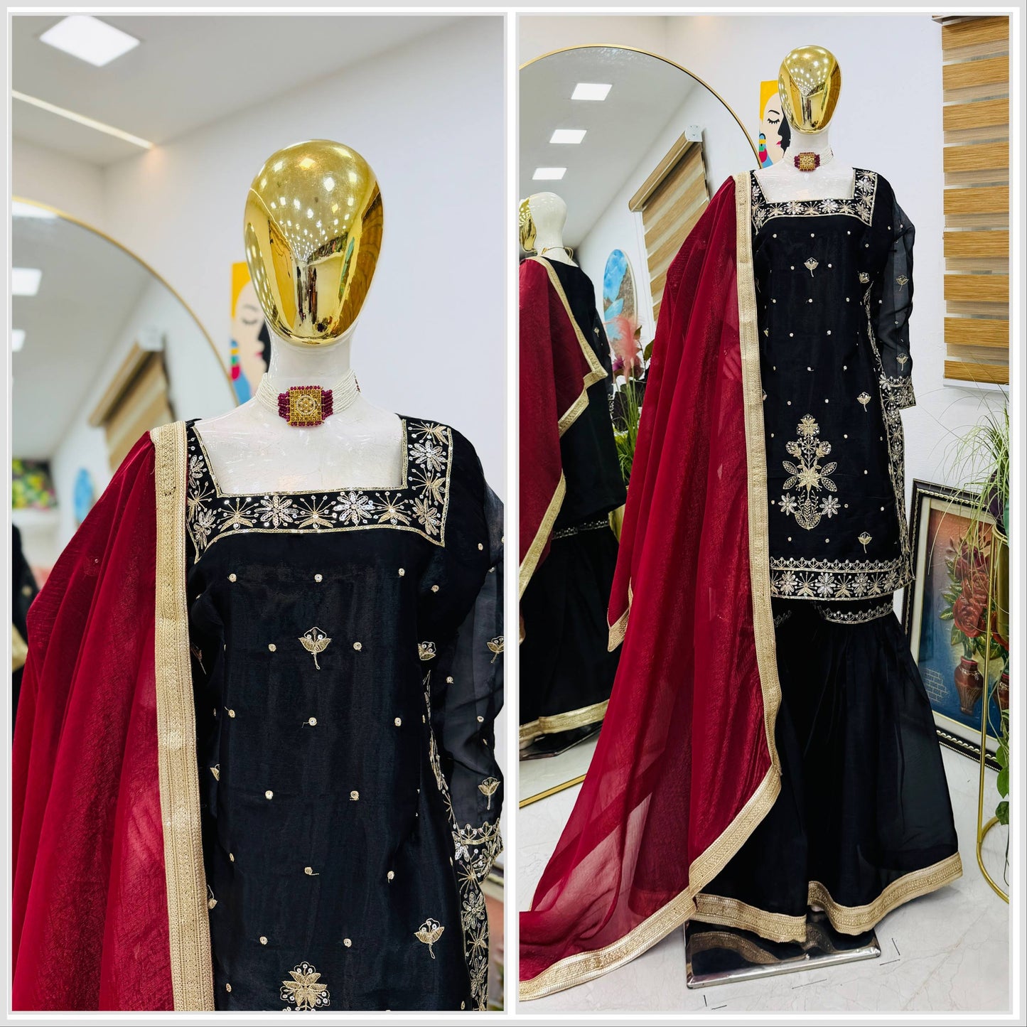 Designer Party Top Pallazo & Dupatta Set