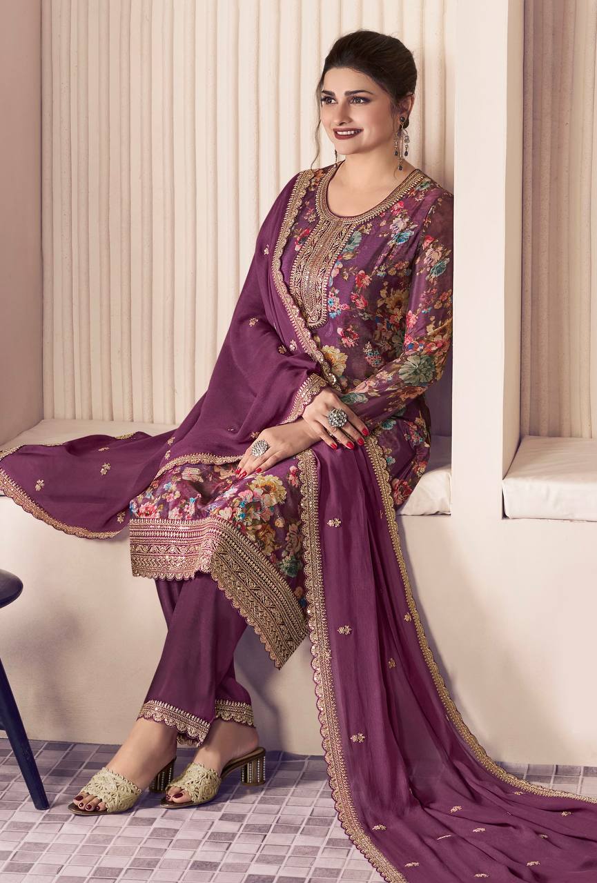 NEW READY TO WEAR COLLECTION FANCY DESIGN WITH DIGITAL PRINTED TOP - PENT WITH DUPATTA
