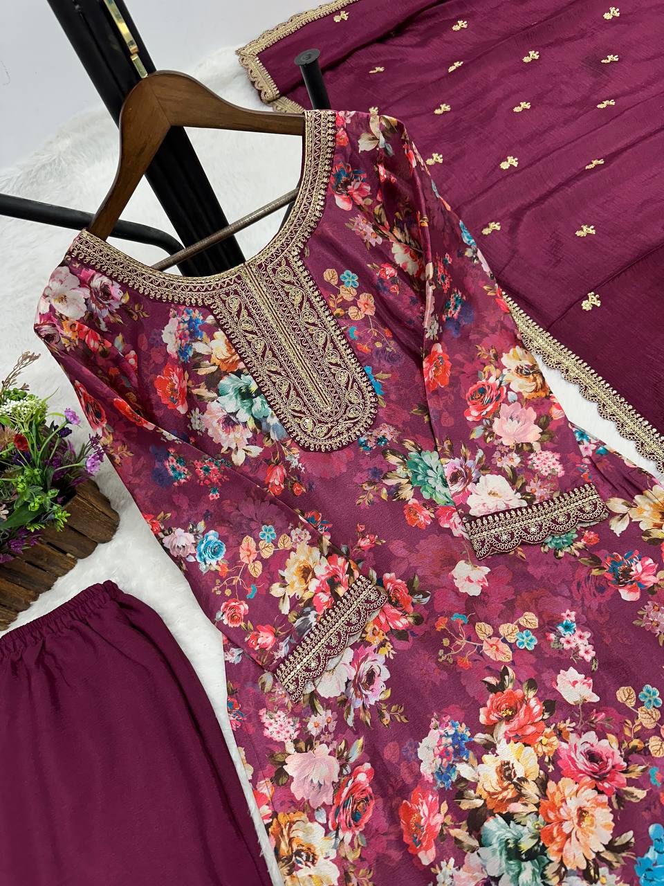 NEW READY TO WEAR COLLECTION FANCY DESIGN WITH DIGITAL PRINTED TOP - PENT WITH DUPATTA