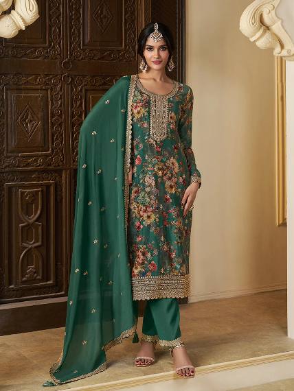 NEW READY TO WEAR COLLECTION FANCY DESIGN WITH DIGITAL PRINTED TOP - PENT WITH DUPATTA
