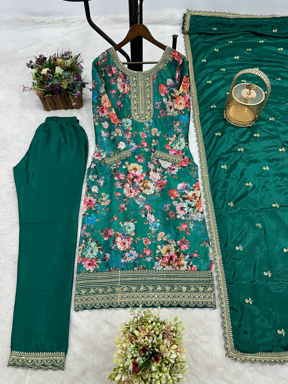 NEW READY TO WEAR COLLECTION FANCY DESIGN WITH DIGITAL PRINTED TOP - PENT WITH DUPATTA