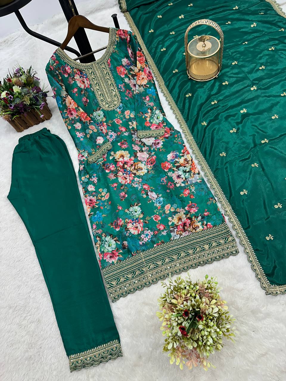 NEW READY TO WEAR COLLECTION FANCY DESIGN WITH DIGITAL PRINTED TOP - PENT WITH DUPATTA