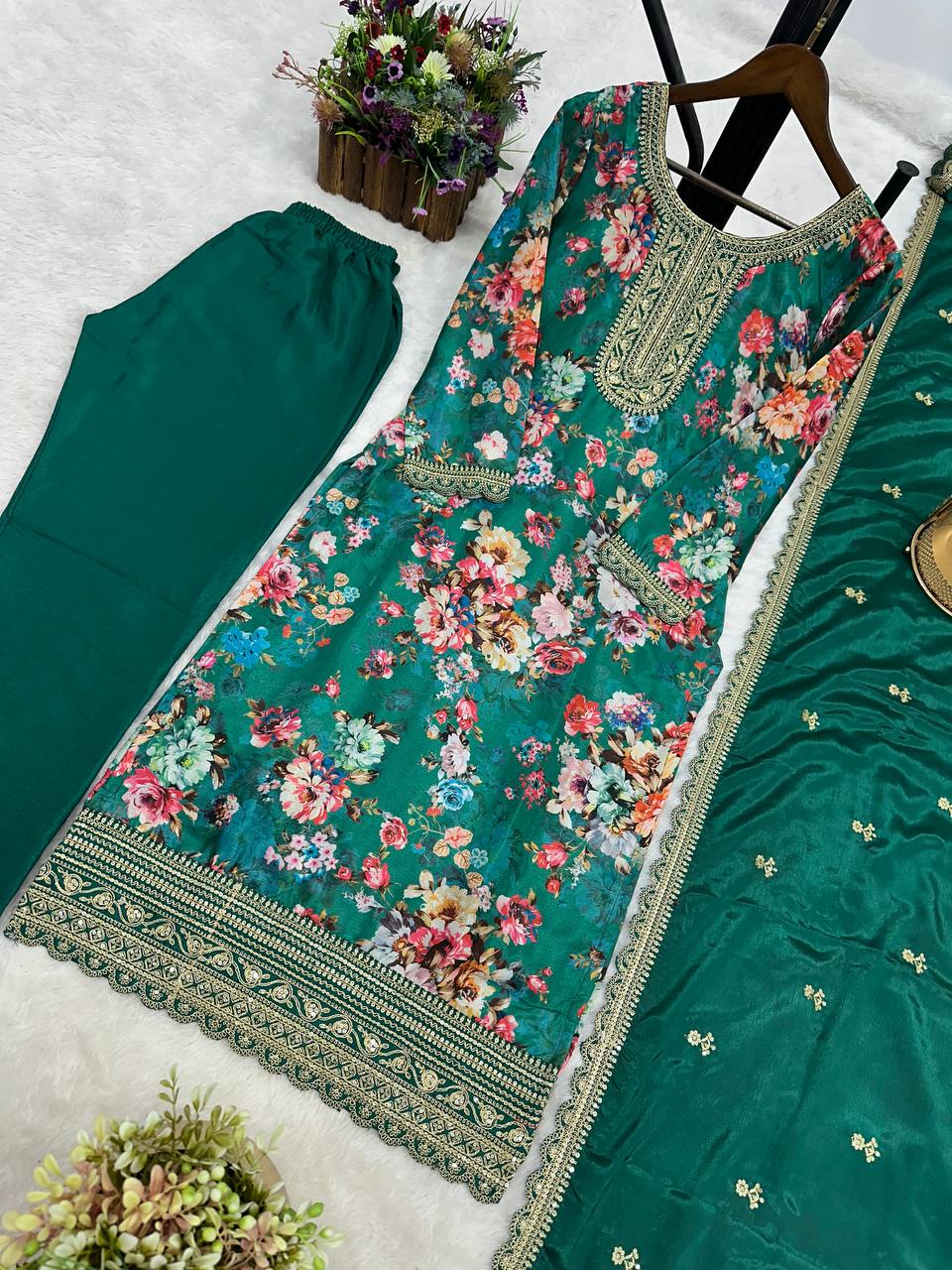 NEW READY TO WEAR COLLECTION FANCY DESIGN WITH DIGITAL PRINTED TOP - PENT WITH DUPATTA