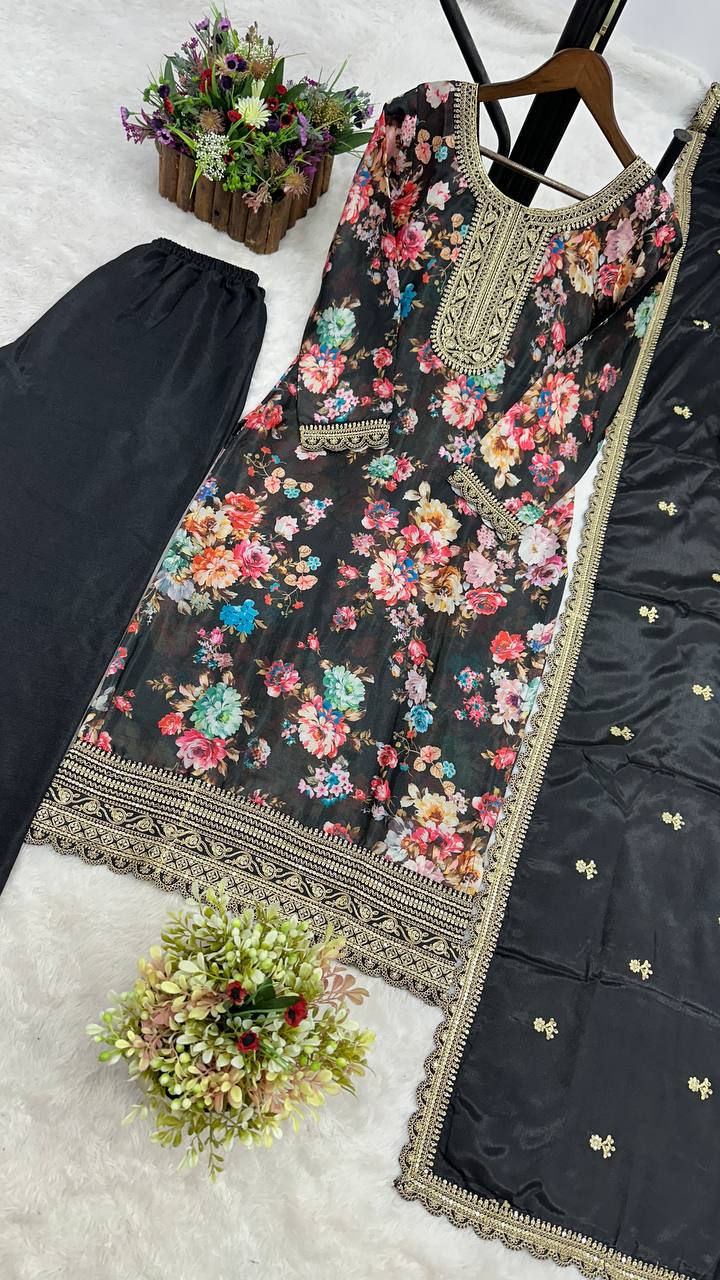 NEW READY TO WEAR COLLECTION FANCY DESIGN WITH DIGITAL PRINTED TOP - PENT WITH DUPATTA