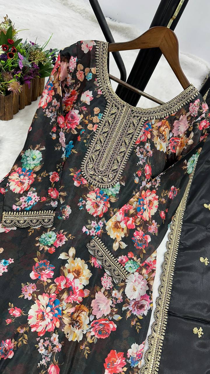NEW READY TO WEAR COLLECTION FANCY DESIGN WITH DIGITAL PRINTED TOP - PENT WITH DUPATTA