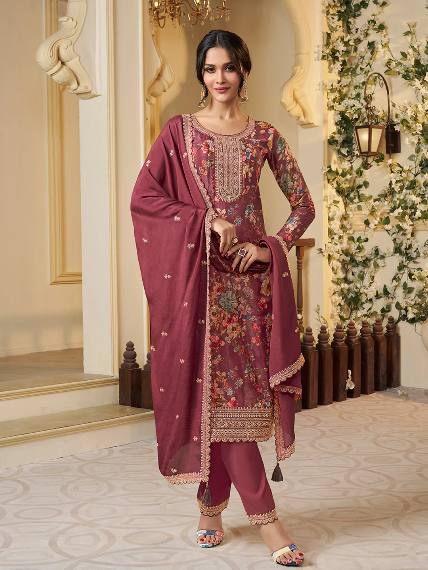 NEW READY TO WEAR COLLECTION FANCY DESIGN WITH DIGITAL PRINTED TOP - PENT WITH DUPATTA