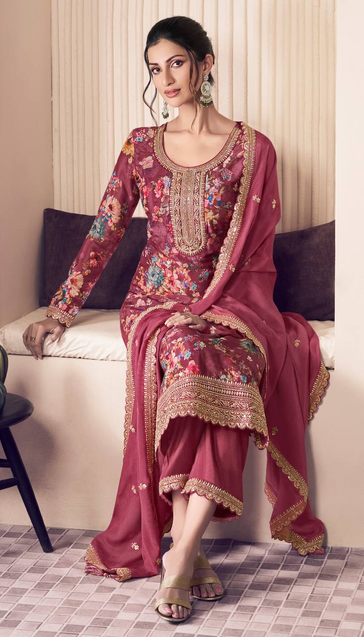 NEW READY TO WEAR COLLECTION FANCY DESIGN WITH DIGITAL PRINTED TOP - PENT WITH DUPATTA