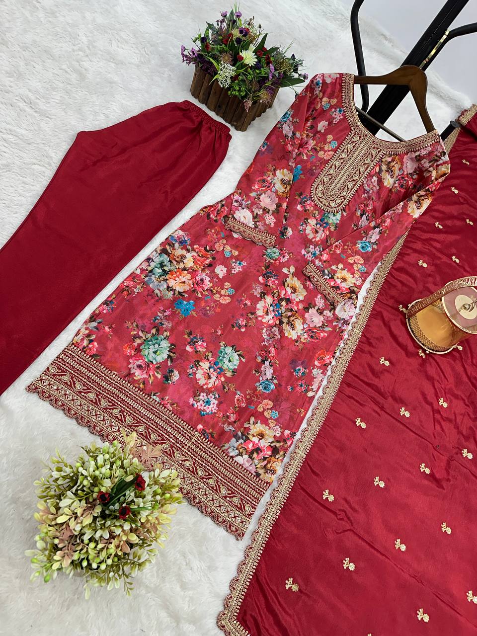 NEW READY TO WEAR COLLECTION FANCY DESIGN WITH DIGITAL PRINTED TOP - PENT WITH DUPATTA
