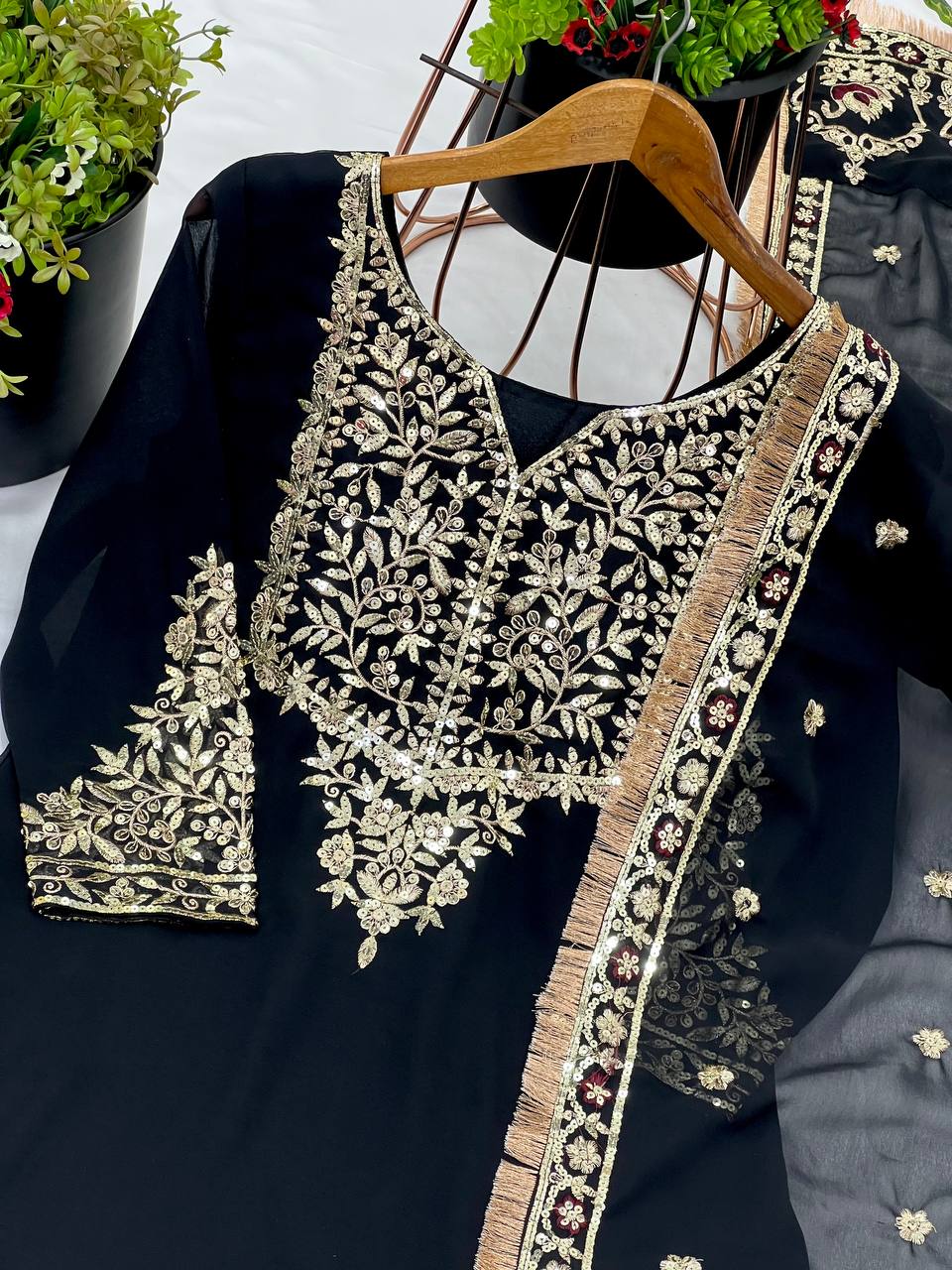 New Designer Party Wear Look Top-Plazzo and Dupatta With Heavy Embroidery Work