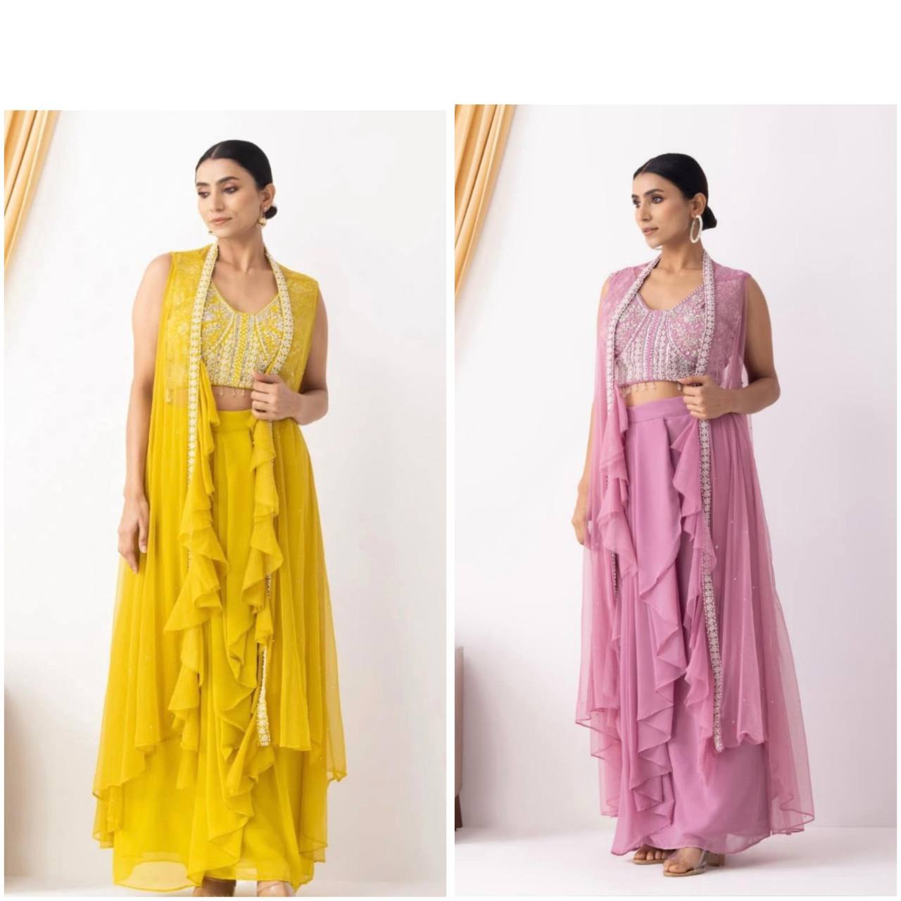 THREE PIECE HAND WORK WESTERN OUTFIT FOR TRENDY WEDDING SEASON