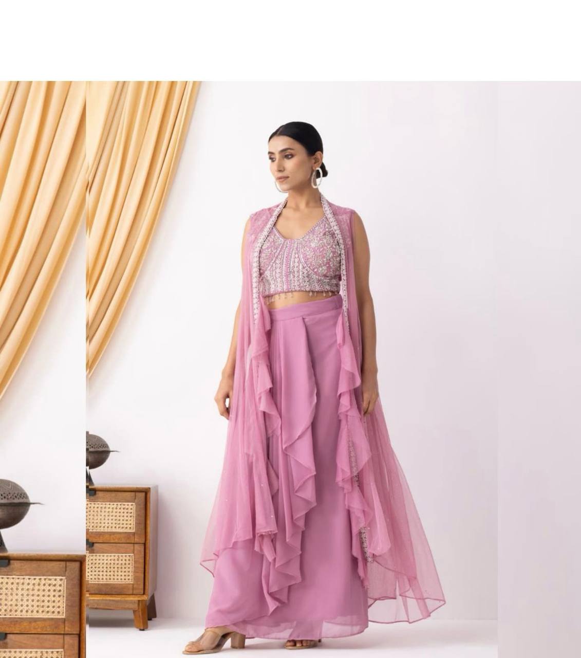 THREE PIECE HAND WORK WESTERN OUTFIT FOR TRENDY WEDDING SEASON
