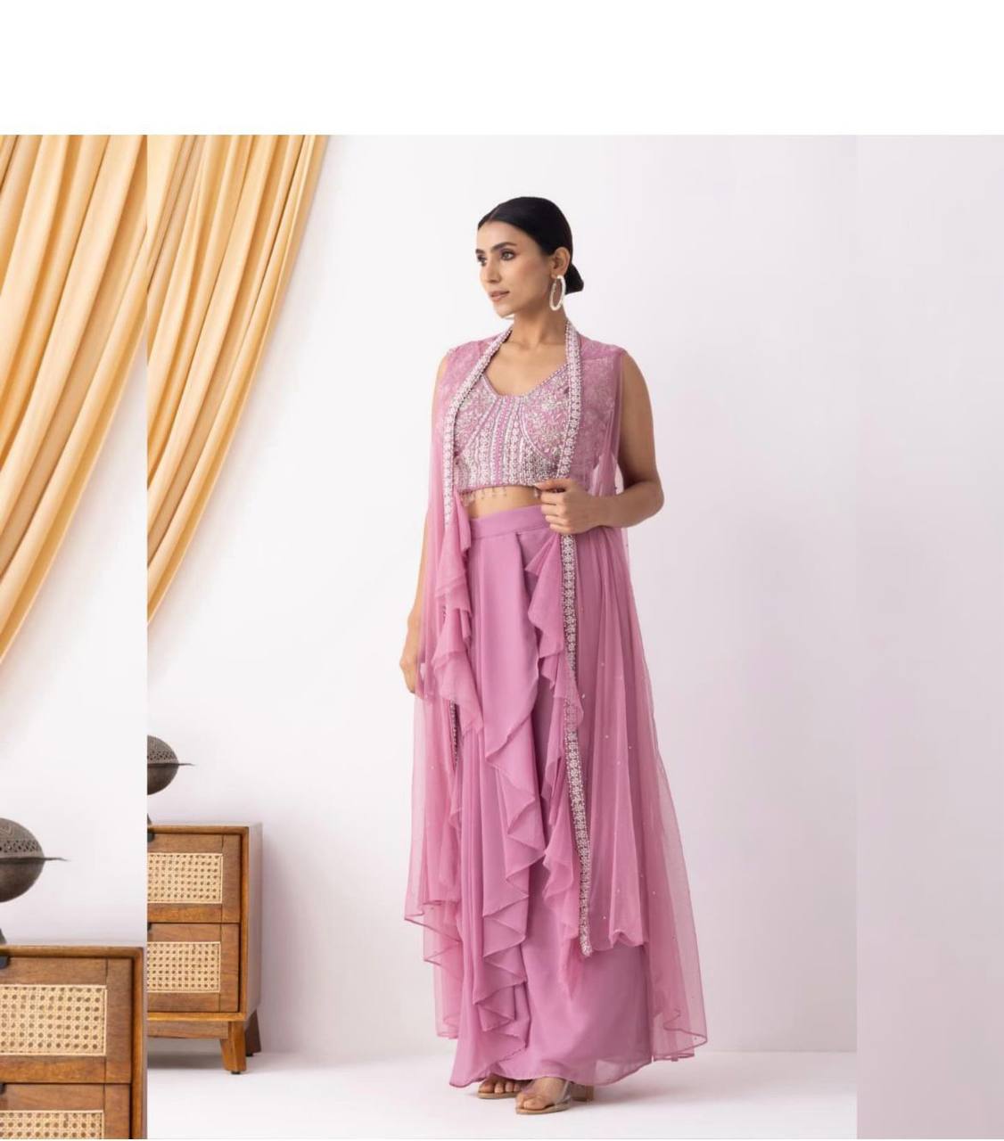 THREE PIECE HAND WORK WESTERN OUTFIT FOR TRENDY WEDDING SEASON