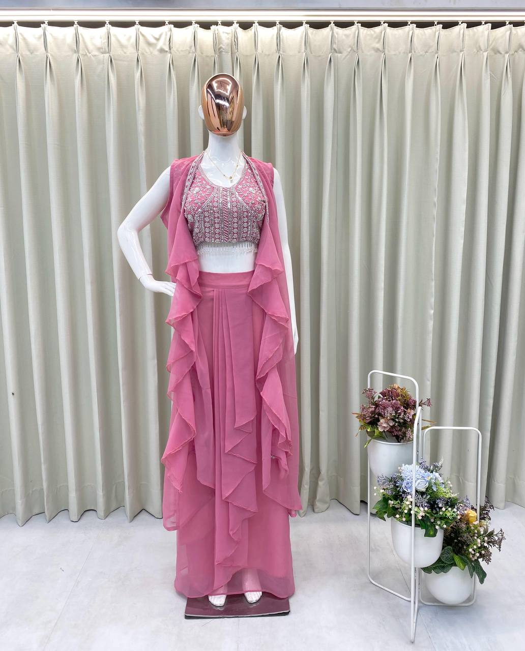 THREE PIECE HAND WORK WESTERN OUTFIT FOR TRENDY WEDDING SEASON