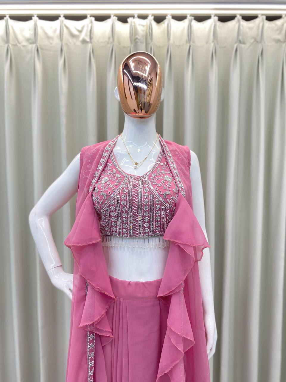 THREE PIECE HAND WORK WESTERN OUTFIT FOR TRENDY WEDDING SEASON