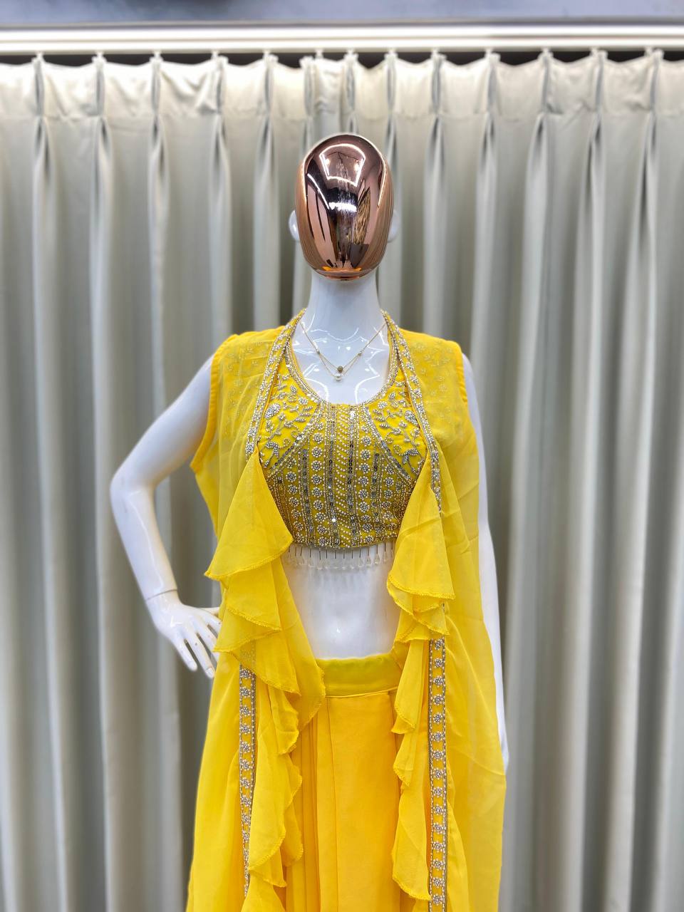 THREE PIECE HAND WORK WESTERN OUTFIT FOR TRENDY WEDDING SEASON