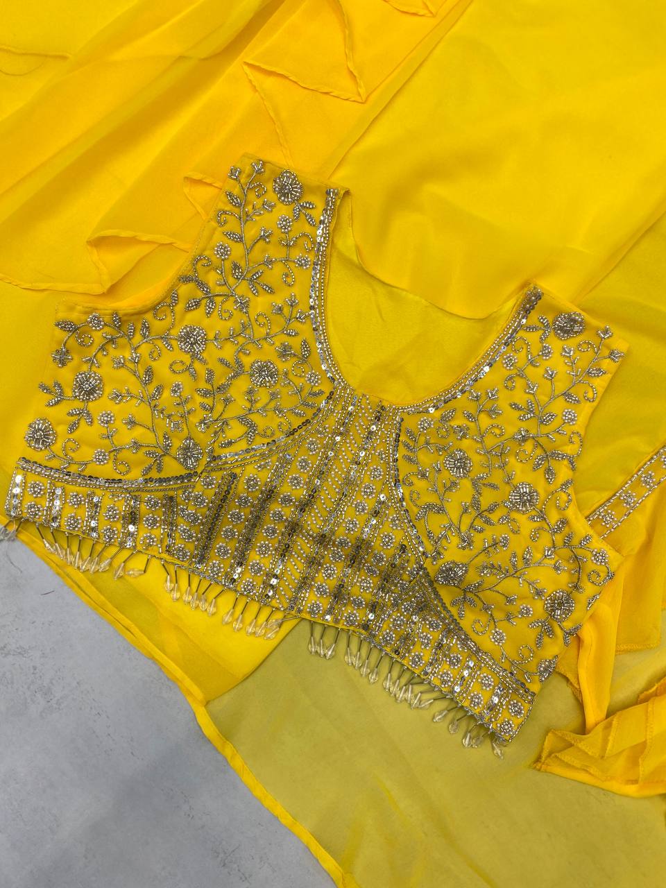 THREE PIECE HAND WORK WESTERN OUTFIT FOR TRENDY WEDDING SEASON