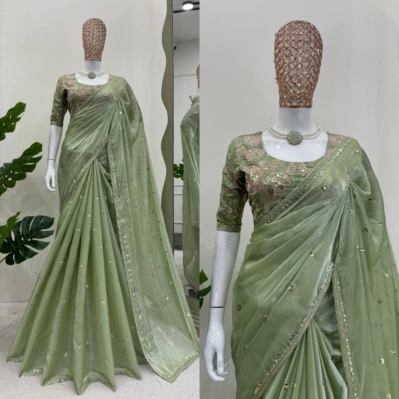Designer Saree on Jimmy chu Febric with Thred & Sequnce work
